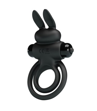 PRETTY LOVE ANILLO VIBRADOR III CONEJO PARA PENE NEGRO