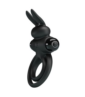 PRETTY LOVE ANILLO VIBRADOR III CONEJO PARA PENE NEGRO
