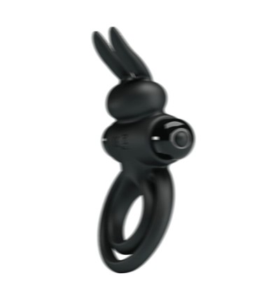 PRETTY LOVE ANILLO VIBRADOR III CONEJO PARA PENE NEGRO