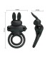 PRETTY LOVE ANILLO VIBRADOR III CONEJO PARA PENE NEGRO