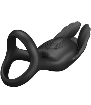 PRETTY LOVE SILAS ANILLO VIBRADOR 7 VIBRACIONES SILICONA NEGRO