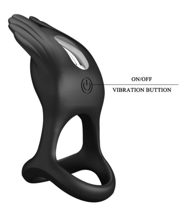 PRETTY LOVE SILAS ANILLO VIBRADOR 7 VIBRACIONES SILICONA NEGRO