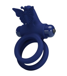 PRETTY LOVE JAMELE DOBLE ANILLO CON VIBRACION ESTIMULADOR MARIPOSA AZUL