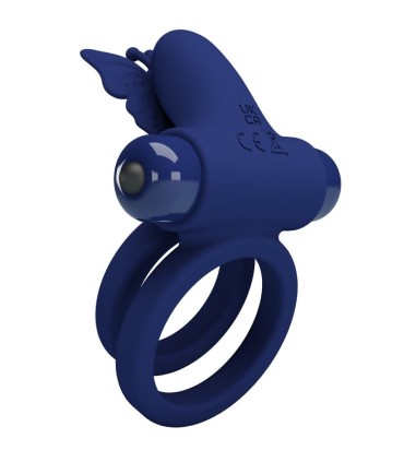 PRETTY LOVE JAMELE DOBLE ANILLO CON VIBRACION ESTIMULADOR MARIPOSA AZUL
