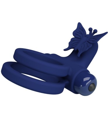 PRETTY LOVE JAMELE DOBLE ANILLO CON VIBRACION ESTIMULADOR MARIPOSA AZUL