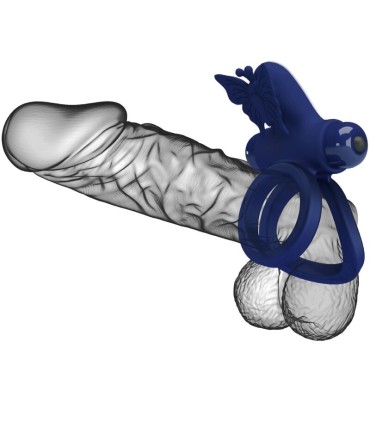 PRETTY LOVE JAMELE DOBLE ANILLO CON VIBRACION ESTIMULADOR MARIPOSA AZUL