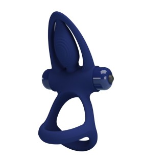 PRETTY LOVE MAT DOBLE ANILLO CON VIBRACION ESTIMULADOR AZUL
