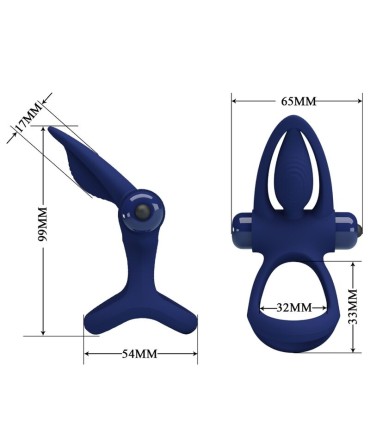 PRETTY LOVE MAT DOBLE ANILLO CON VIBRACION ESTIMULADOR AZUL