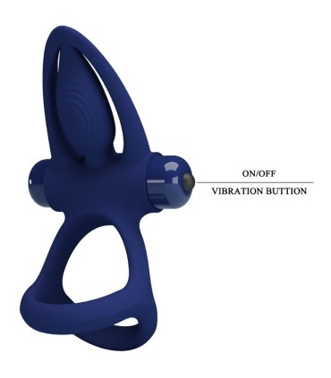 PRETTY LOVE MAT DOBLE ANILLO CON VIBRACION ESTIMULADOR AZUL