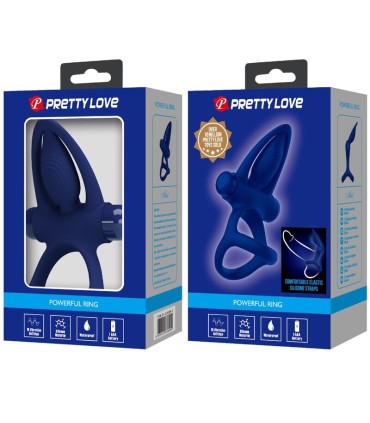 PRETTY LOVE MAT DOBLE ANILLO CON VIBRACION ESTIMULADOR AZUL