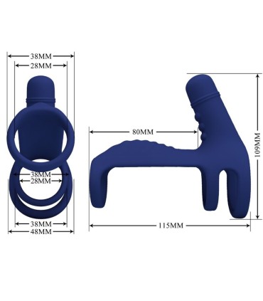 PRETTY LOVE ELISH ANILLO VIBRADOR CON EXTENSION AZUL