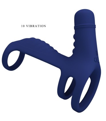 PRETTY LOVE ELISH ANILLO VIBRADOR CON EXTENSION AZUL