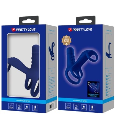 PRETTY LOVE ELISH ANILLO VIBRADOR CON EXTENSION AZUL