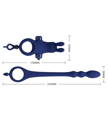 PRETTY LOVE AYAD ANILLO VIBRADOR RABBIT CON PLUG AZUL