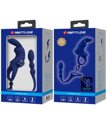 PRETTY LOVE AYAD ANILLO VIBRADOR RABBIT CON PLUG AZUL