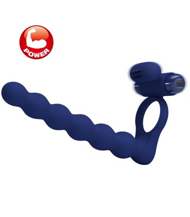 PRETTY LOVE AJMAL ANILLO VIBRADOR CON PLUG AZUL