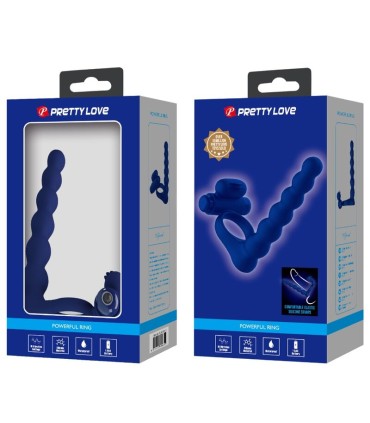 PRETTY LOVE AJMAL ANILLO VIBRADOR CON PLUG AZUL
