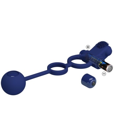 PRETTY LOVE REMINGTON DOBLE ANILLO VIBRADOR CON PLUG AZUL