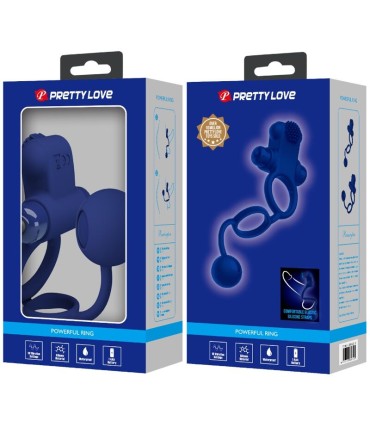 PRETTY LOVE REMINGTON DOBLE ANILLO VIBRADOR CON PLUG AZUL