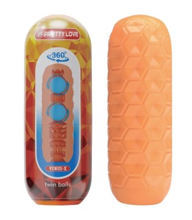 PRETTY LOVE TWIN BALLS MASTURBADOR MASCULINO NARANJA