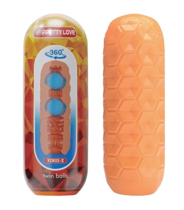 PRETTY LOVE TWIN BALLS MASTURBADOR MASCULINO NARANJA
