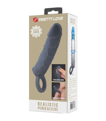 PRETTY LOVE FUNDA DE PENE DE PIEL REALISTICA GRIS OSCURO