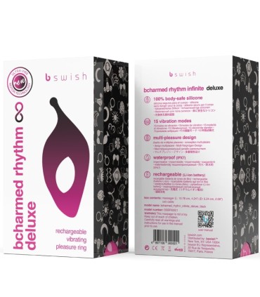 B SWISH BCHARMED RHYTHM INFINITE DELUXE ANILLO PARA PENE 15 VIBRACIONES NEGRO