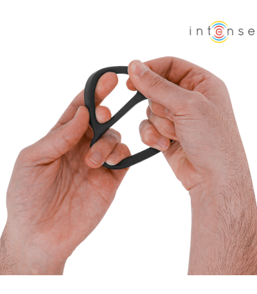 INTENSE BOBBY ANILLO DOBLE PARA PENE SILICONA NEGRO