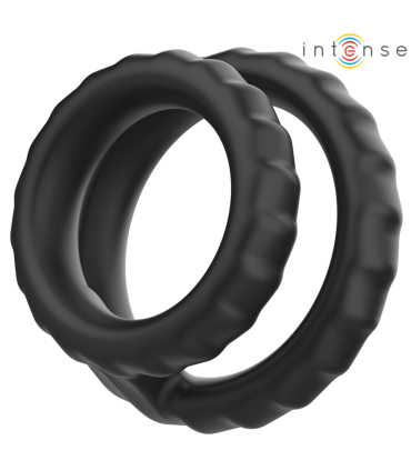 INTENSE DEWEY ANILLO DOBLE PARA PENE SILICONA NEGRO MODELO 2