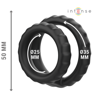 INTENSE DEWEY ANILLO DOBLE PARA PENE SILICONA NEGRO MODELO 2