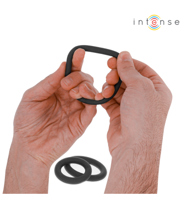 INTENSE HUGH 3 ANILLOS BASICOS PARA PENE SILICONA NEGRO