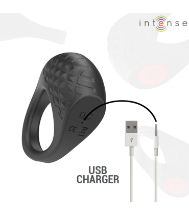 INTENSE CLOVER ANILLO VIBRADOR PENE 10 VIBRACIONES NEGRO