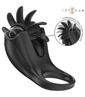 INTENSE MABEL ANILLO VIBRADOR 10 VIBRACIONES CON ESTIMULADOR DE CLITORIS NEGRO