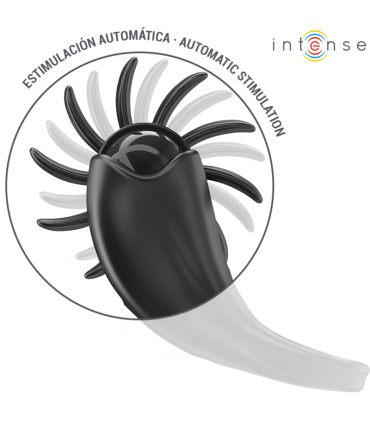 INTENSE MABEL ANILLO VIBRADOR 10 VIBRACIONES CON ESTIMULADOR DE CLITORIS NEGRO