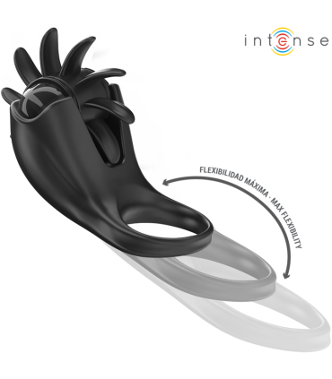 INTENSE MABEL ANILLO VIBRADOR 10 VIBRACIONES CON ESTIMULADOR DE CLITORIS NEGRO