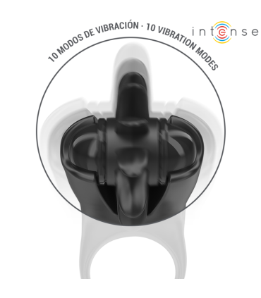 INTENSE MABEL ANILLO VIBRADOR 10 VIBRACIONES CON ESTIMULADOR DE CLITORIS NEGRO