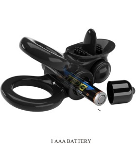 PRETTY LOVE PASSIONATE RING DOBLE ANILLO VIBRADOR ESTIMULADOR CLITORIS NEGRO