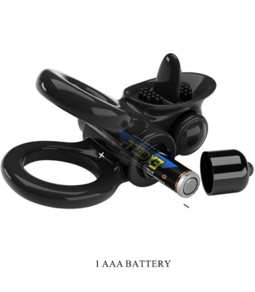 PRETTY LOVE PASSIONATE RING DOBLE ANILLO VIBRADOR ESTIMULADOR CLITORIS NEGRO