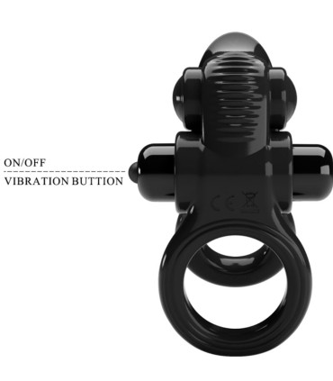 PRETTY LOVE PASSIONATE RING DOBLE ANILLO VIBRADOR ESTIMULADOR CLITORIS NEGRO