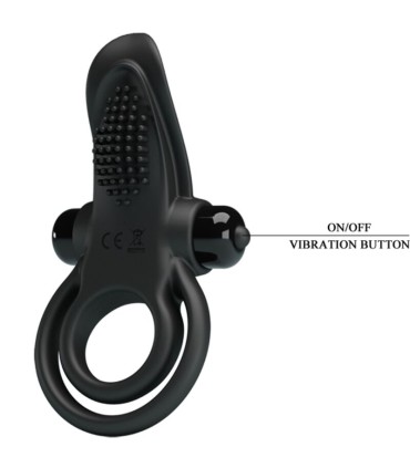 PRETTY LOVE DOBLE ANILLO VIBRADOR ESTIMULADOR CLITORIS 10 VIBRACIONES NEGRO