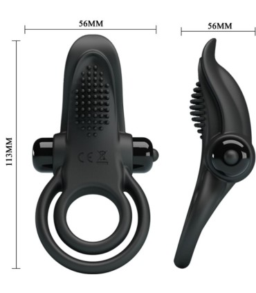 PRETTY LOVE DOBLE ANILLO VIBRADOR ESTIMULADOR CLITORIS 10 VIBRACIONES NEGRO