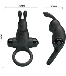 PRETTY LOVE ANILLO VIBRADOR ESTIMULADOR RABBIT CLITORIS 10 VIBRACIONES NEGRO