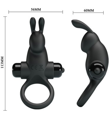 PRETTY LOVE ANILLO VIBRADOR ESTIMULADOR RABBIT CLITORIS 10 VIBRACIONES NEGRO