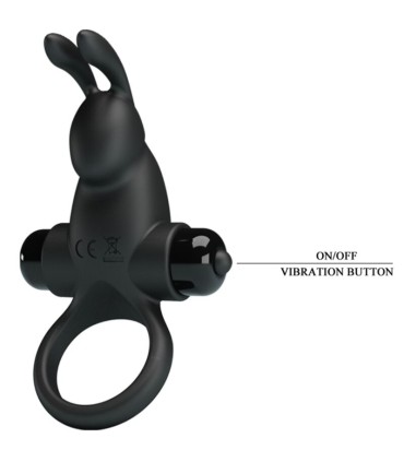 PRETTY LOVE ANILLO VIBRADOR ESTIMULADOR RABBIT CLITORIS 10 VIBRACIONES NEGRO