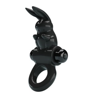 PRETTY LOVE EXCITING RING ANILLO VIBRADOR RABBIT 10 VIBRACIONES NEGRO