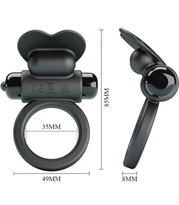 PRETTY LOVE DEBONAIRE ANILLO VIBRADOR CONEJO 10 VIBRACIONES NEGRO