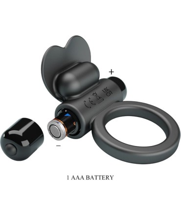 PRETTY LOVE DEBONAIRE ANILLO VIBRADOR CONEJO 10 VIBRACIONES NEGRO