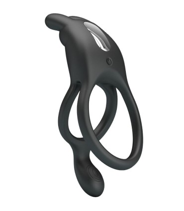 PRETTY LOVE SETH DOBLE ANILLO VIBRADOR RABBIT 7 VIBRACIONES NEGRO