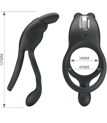 PRETTY LOVE SETH DOBLE ANILLO VIBRADOR RABBIT 7 VIBRACIONES NEGRO