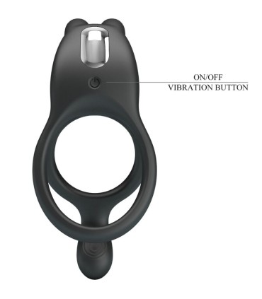 PRETTY LOVE SETH DOBLE ANILLO VIBRADOR RABBIT 7 VIBRACIONES NEGRO